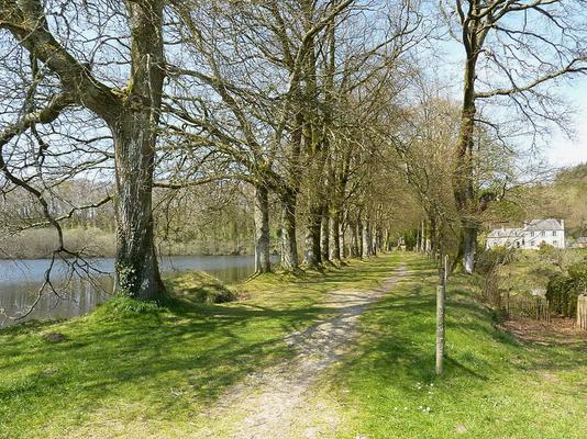 102-1024px-Abbaye_du_Relec._La_chaussee_et_l_un_des_etangs-Henri_MOREAU.JPG
